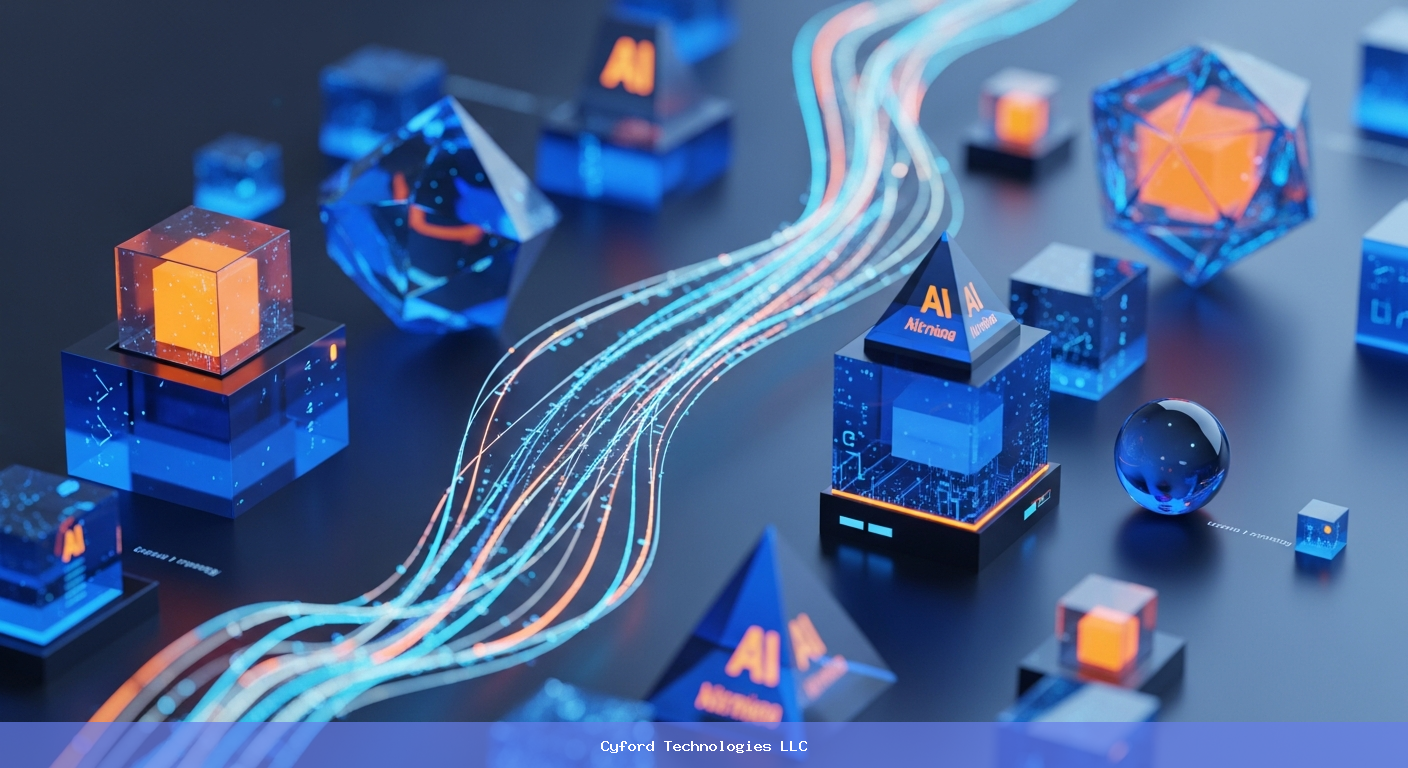 modern abstract technology ai data visualization blue and orange